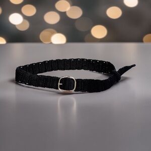 Elegant Black Crochet Belt with silver buckle